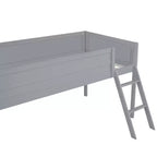 Lit mezzanine gaming double/complet, cadre de lit en bois avec bureau et LED, gris