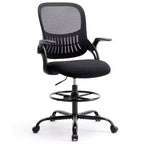 Counter Height Office Chair, Tall Design with Adjustable Foot Ring for Standing Desks