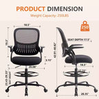 Chaise de bureau à hauteur de comptoir, design haut avec repose-pieds réglable pour bureaux debout