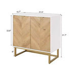 Meuble de rangement blanc et doré à 2 portes - Buffet moderne, Meuble d'appoint élégant pour salon