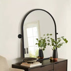 Miroir suspendu avec cadre en fer noir, forme arquée, 91x61x4cm