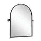 Miroir suspendu avec cadre en fer noir, forme arquée, 91x61x4cm