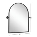 Miroir suspendu avec cadre en fer noir, forme arquée, 91x61x4cm
