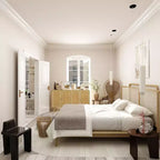 Meuble de Rangement Bohème avec Portes Tressées en Rotin et Poignées Dorées - Polyvalent pour Chambre, Bureau, Restaurant et Salon
