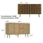 Meuble de Rangement Bohème avec Portes Tressées en Rotin et Poignées Dorées - Polyvalent pour Chambre, Bureau, Restaurant et Salon