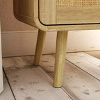 Meuble de Rangement Bohème avec Portes Tressées en Rotin et Poignées Dorées - Polyvalent pour Chambre, Bureau, Restaurant et Salon