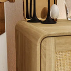 Meuble de Rangement Bohème avec Portes Tressées en Rotin et Poignées Dorées - Polyvalent pour Chambre, Bureau, Restaurant et Salon