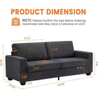 Canapé moderne gris de 210,8 cm, canapé surdimensionné à 2 places avec accoudoirs larges et dossier moelleux, canapé nuage confortable pour salon, chambre, bureau