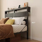 Cadre de lit double avec lumières LED et station de charge - Tête de lit haute, rangement sous le lit, silencieux