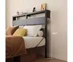 Cadre de lit double avec lumières LED et station de charge - Tête de lit haute, rangement sous le lit, silencieux