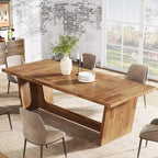 Table de salle à manger en bois de 180 cm, rectangulaire, style ferme, pour 6 à 8 personnes avec piédestal solide