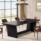 Table de salle à manger en bois de 180 cm, rectangulaire, style ferme, pour 6 à 8 personnes avec piédestal solide