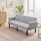 Canapé convertible réglable de 75,5 po, inclinable sur 3 positions avec design surélevé pour petits espaces (Gris/Vert)