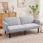 Canapé convertible réglable de 75,5 po, inclinable sur 3 positions avec design surélevé pour petits espaces (Gris/Vert)