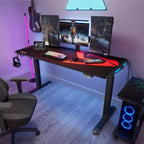 Bureau de jeu debout avec éclairage RVB, 65"L x 27,5"P, réglable en hauteur de 29" à 48,5"