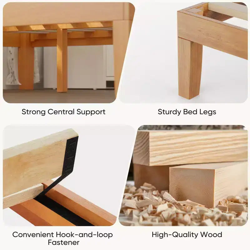 No-Spring Wooden Bed Frame with Sturdy Slats, Minimalist Design & Easy Installation