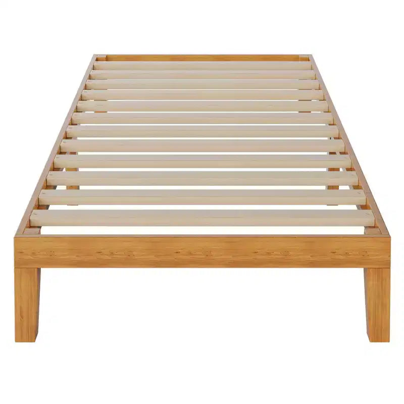 No-Spring Wooden Bed Frame with Sturdy Slats, Minimalist Design & Easy Installation