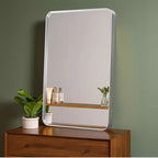 Miroir Penché Entier en Bois Massif de Couleur Naturelle à Cadre Arqué 64x21
