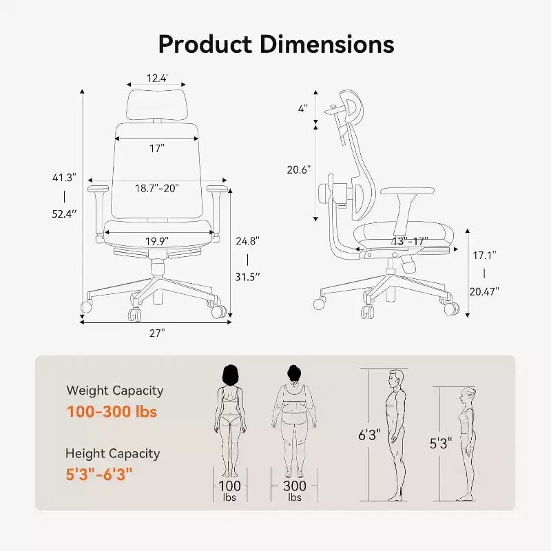 Chaise de bureau ergonomique avec repose-pieds et accoudoirs 4D