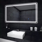 Miroir de Salle de Bain Rectangulaire 38x26 avec Cadre en Alliage d'Aluminium, Miroir Mural pour Chambre, Salon, Entrée, Noir