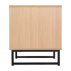 Table de chevet Mid-Century Moderne avec tiroir en rotin, étagère supérieure ouverte et pieds en métal
