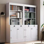 Bibliothèque haute de 180 cm avec tiroir, Bibliothèque avec porte et 2 tiroirs, Bibliothèques en bois Rangement pour la maison, le bureau, le salon