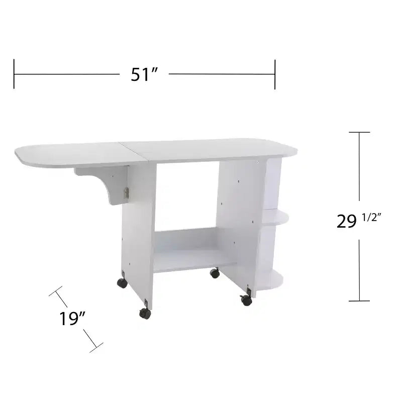 Table à couture roulante extensible / Station d'artisanat - Blanche