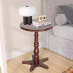 Table Basse Ronde 15,75", Table d'Appoint sur Pied en Bois, Table de Chevet d'Appoint Vintage pour Salon, Marron