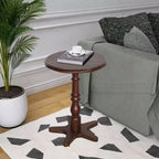 Table Basse Ronde 15,75", Table d'Appoint sur Pied en Bois, Table de Chevet d'Appoint Vintage pour Salon, Marron