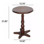 Table Basse Ronde 15,75", Table d'Appoint sur Pied en Bois, Table de Chevet d'Appoint Vintage pour Salon, Marron