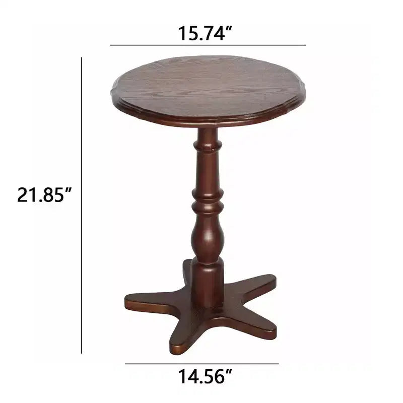 Table Basse Ronde 15,75", Table d'Appoint sur Pied en Bois, Table de Chevet d'Appoint Vintage pour Salon, Marron