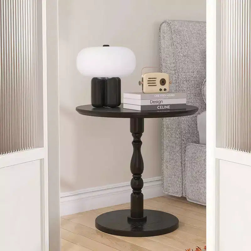 Table d'appoint ronde noire 23", petite table basse pour salon