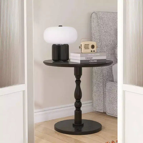 23" Black Accent Round Side Table, Small Drink Table for Living Room