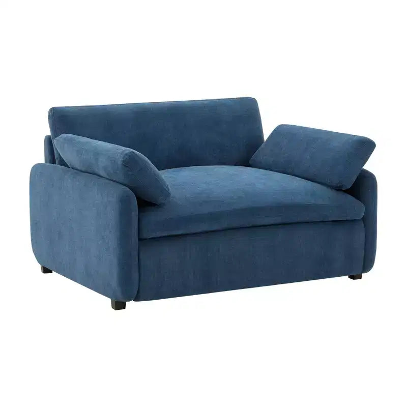 Oversized Chenille Single Sofa Chair with Deep Seat and Throw Pillows
