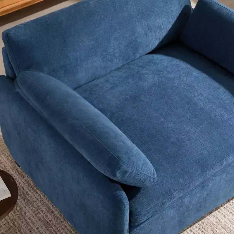 Oversized Chenille Single Sofa Chair with Deep Seat and Throw Pillows