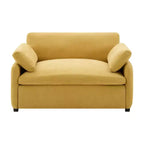 Fauteuil chenille surdimensionné avec assise profonde et coussins décoratifs