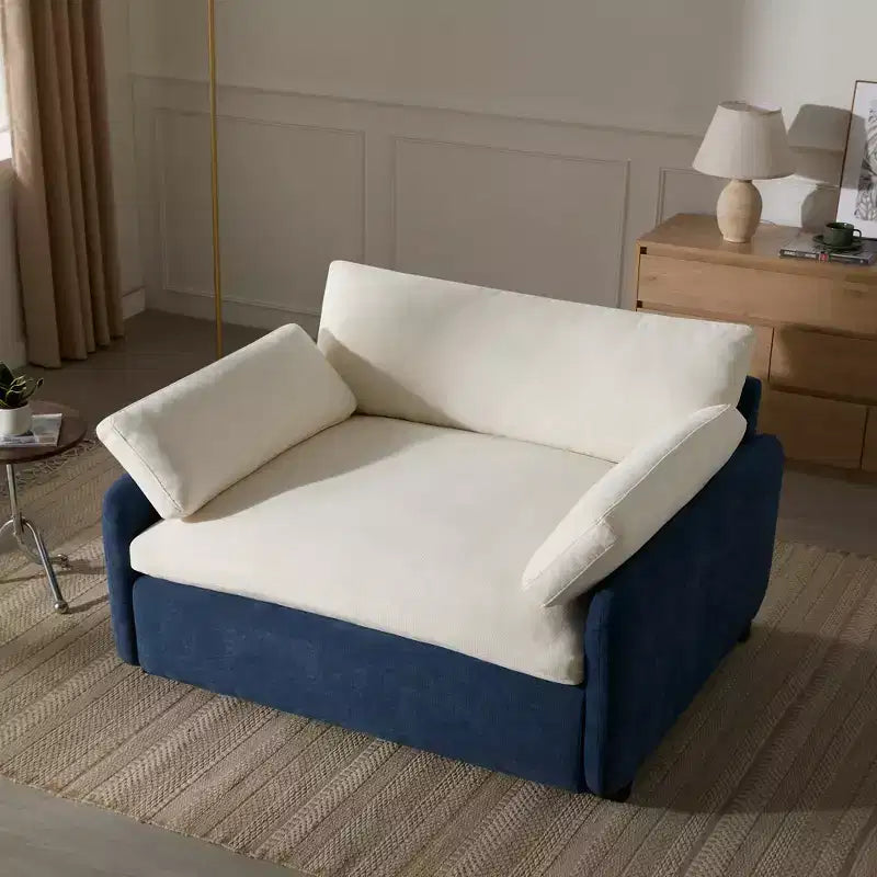 Oversized Chenille Single Sofa Chair with Deep Seat and Throw Pillows