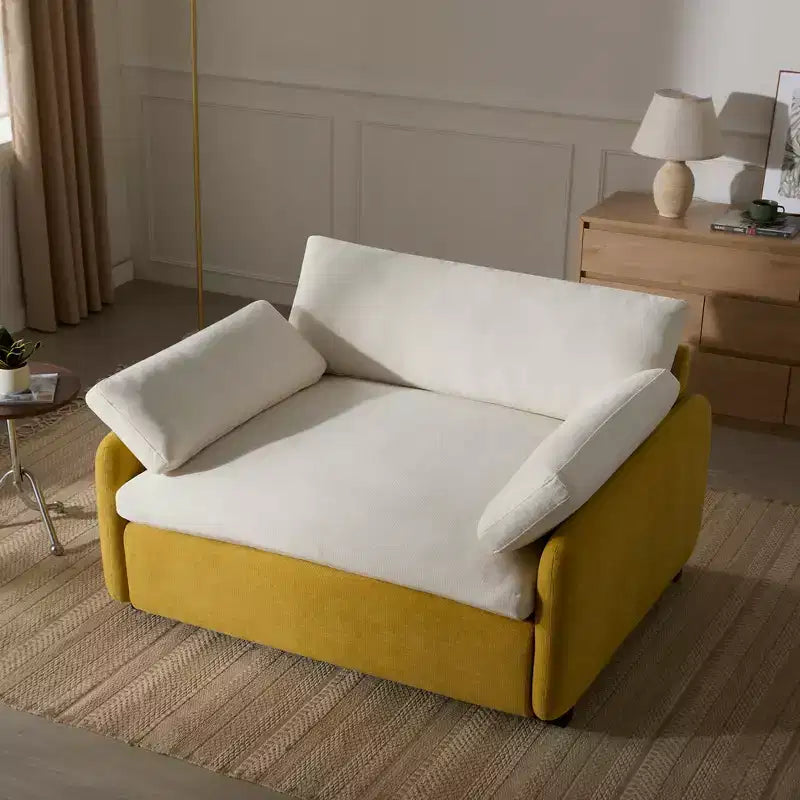 Oversized Chenille Single Sofa Chair with Deep Seat and Throw Pillows