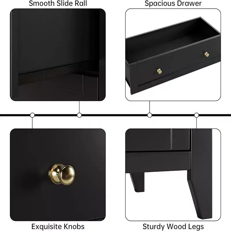 Commode en bois à cinq tiroirs profonds avec poignées métalliques