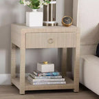 bali & pari Nata Bohemian Woven Natural Grasscloth 1-Drawer Nightstand