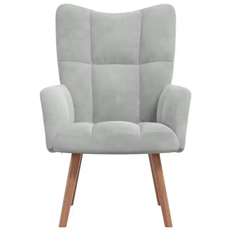 Modern Light Grey Velvet Armchair