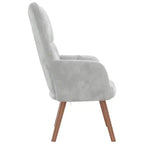 Fauteuil moderne en velours gris clair