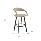 Chaise de bar pivotante en similicuir beige et noir de 26 po à dossier bas, hauteur comptoir