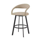 Chaise de bar pivotante en similicuir beige et noir de 26 po à dossier bas, hauteur comptoir