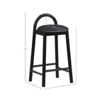 Tabouret en cuir végétalien noir