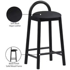 Tabouret en cuir végétalien noir