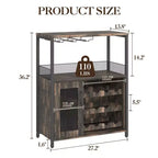 Meuble Bar à Vin Industriel Gris à 3 Niveaux (12+ Bouteilles) 91,4 cm H x 61 cm L x 38,1 cm P, Casier Détachable, 9 Supports à Verres et Étagères Réglables pour Maison/Bar