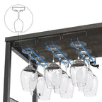 Meuble Bar à Vin Industriel Gris à 3 Niveaux (12+ Bouteilles) 91,4 cm H x 61 cm L x 38,1 cm P, Casier Détachable, 9 Supports à Verres et Étagères Réglables pour Maison/Bar