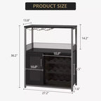 Meuble Bar à Vin Industriel Gris à 3 Niveaux (12+ Bouteilles) 91,4 cm H x 61 cm L x 38,1 cm P, Casier Détachable, 9 Supports à Verres et Étagères Réglables pour Maison/Bar