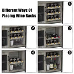 Meuble Bar à Vin Industriel Gris à 3 Niveaux (12+ Bouteilles) 91,4 cm H x 61 cm L x 38,1 cm P, Casier Détachable, 9 Supports à Verres et Étagères Réglables pour Maison/Bar